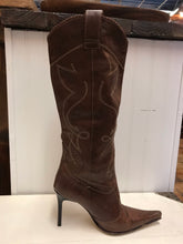 Load image into Gallery viewer, Brown Knee High Cowboy Boots