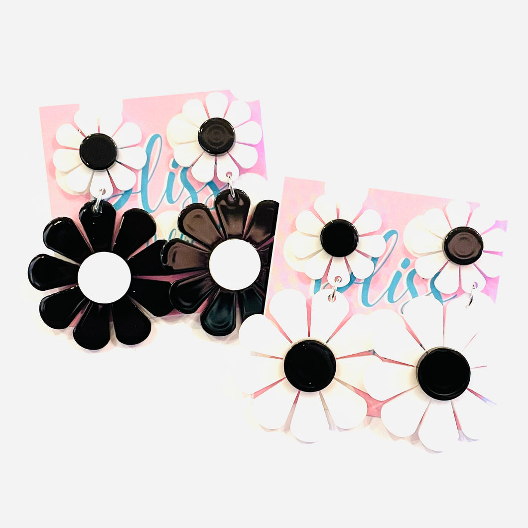 Monochrome Daisy Acrylic Statement Earrings- More Styles Available!
