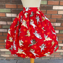 Load image into Gallery viewer, Red Puppy Love Gathered Circle Skirt