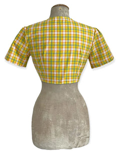 Scout Yellow Plaid Tie Front Top