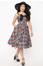 Load image into Gallery viewer, Rainbow Madras Plaid Golightly Swing Dress