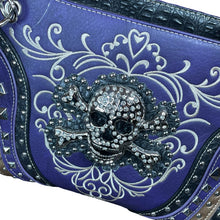 Load image into Gallery viewer, Glam Skull and Crossbones Shoulder Purse- More Colors Available!