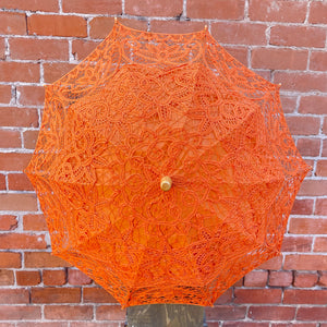 Orange Battenberg Lace Cotton Parasol