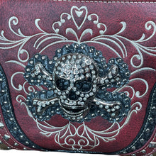 Load image into Gallery viewer, Glam Skull and Crossbones Shoulder Purse- More Colors Available!