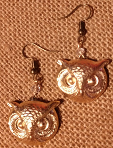 Brass Owl Earrings
