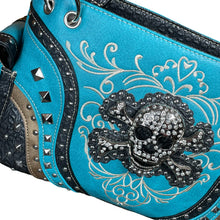 Load image into Gallery viewer, Glam Skull and Crossbones Shoulder Purse- More Colors Available!