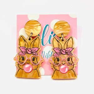 Bubblegum Bunny Acrylic Statement Earrings
