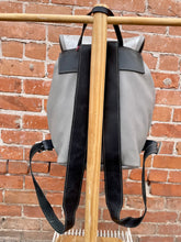 Load image into Gallery viewer, Silver and Black Medium Custom Leather OOAK Backpack
