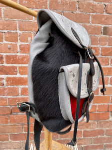 Silver and Black Medium Custom Leather OOAK Backpack