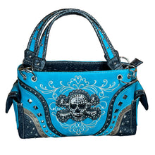 Load image into Gallery viewer, Glam Skull and Crossbones Shoulder Purse- More Colors Available!