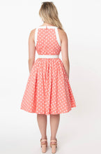 Load image into Gallery viewer, Coral and White Polka Dots Maxine Swing Dress