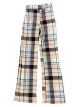 Load image into Gallery viewer, Pink and Blue Plaid Wide Bell Bottom Pants
