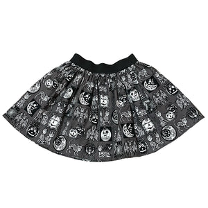 Calavera Cat Charcoal Elastic Waist Skirt