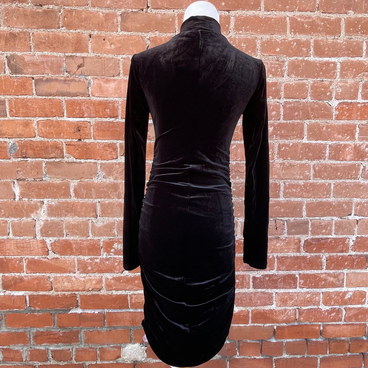 Black Velvet Mock Neck Long Sleeve Mini Dress Pink House Boutique Black Velvet Mock Neck Long Sleeve Mini Dress Pink House Boutique