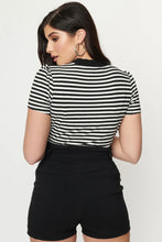 Load image into Gallery viewer, Black and White Striped Bow Sweetie Knit Top