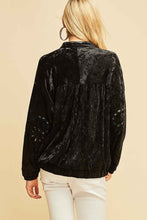 Load image into Gallery viewer, Black Velvet Zip Jacket with Floral Sleeve Windows