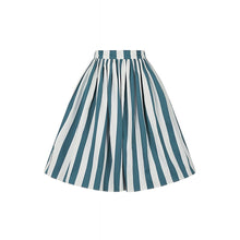 Load image into Gallery viewer, Rosie Green and White Striped Swing Skirt- HAS POCKETS!