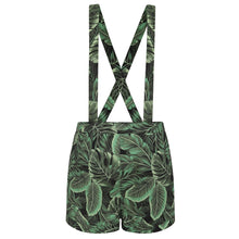Load image into Gallery viewer, Kelsie Tropics Monsterra Palm Overall Shorts