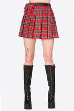 Load image into Gallery viewer, Red Plaid Mini Skirt with Belt and Belt Bag
