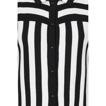 Load image into Gallery viewer, Lailie Black and White Striped Collared Cardigan