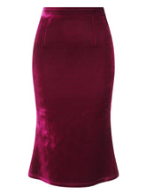 Load image into Gallery viewer, Lover Wine Velvet Pencil Skirt