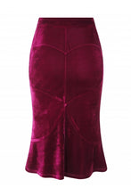 Load image into Gallery viewer, Lover Wine Velvet Pencil Skirt