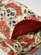 Load image into Gallery viewer, Beige Skulls and Roses Messenger Bag