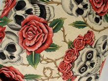 Load image into Gallery viewer, Beige Skulls and Roses Messenger Bag