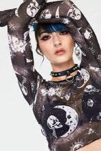 Load image into Gallery viewer, Celestial Fortune Teller Mesh Crop Top