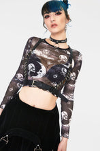 Load image into Gallery viewer, Celestial Fortune Teller Mesh Crop Top
