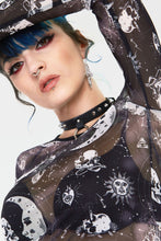 Load image into Gallery viewer, Celestial Fortune Teller Mesh Crop Top