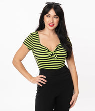 Load image into Gallery viewer, Neon Green and Black Stripe Rosemary Top