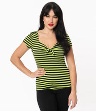 Load image into Gallery viewer, Neon Green and Black Stripe Rosemary Top
