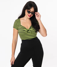 Load image into Gallery viewer, Neon Green and Black Stripe Rosemary Top