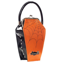 Load image into Gallery viewer, Coffin Sparkle Purse- Black and Orange