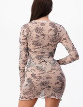 Load image into Gallery viewer, Tattoo Print Sheer Dress