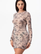 Load image into Gallery viewer, Tattoo Print Sheer Dress
