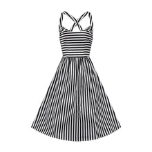 Load image into Gallery viewer, Black and White Striped Swing Dress