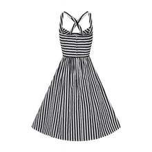 Load image into Gallery viewer, Black and White Striped Swing Dress