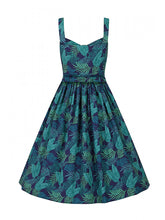 Load image into Gallery viewer, Jemima Navy Palm Swing Dress
