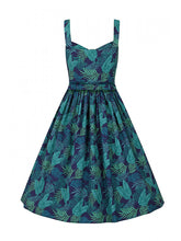 Load image into Gallery viewer, Jemima Navy Palm Swing Dress