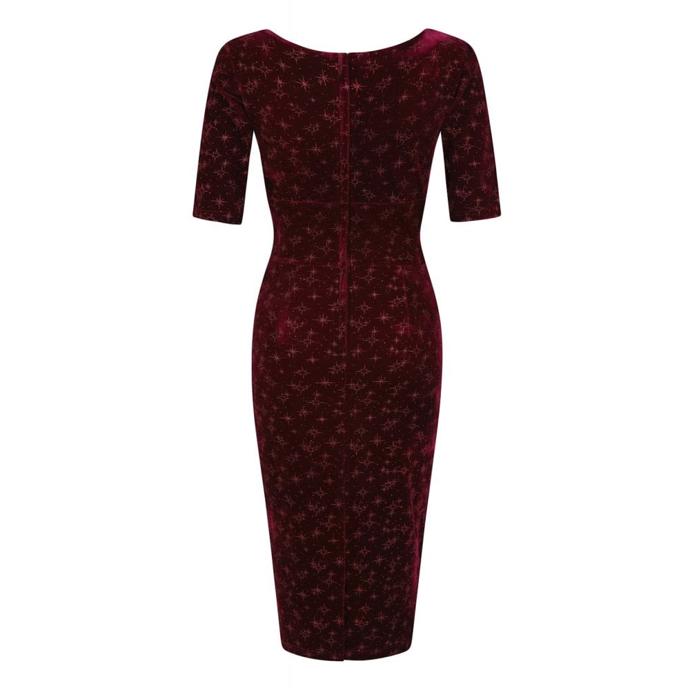 Trixie Wine Velvet Sparkle Pencil Dress- LAST ONE! – Pink House Boutique