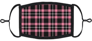 Pink and Black Plaid Cotton Face Mask