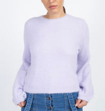 Load image into Gallery viewer, Lavender Round Neck Fuzzy Sweater
