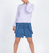 Load image into Gallery viewer, Lavender Round Neck Fuzzy Sweater
