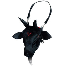 Load image into Gallery viewer, Baphomet Head Plush Convertible Purse converts to backpack