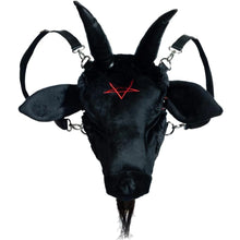 Load image into Gallery viewer, Baphomet Head Plush Convertible Purse converts to backpack
