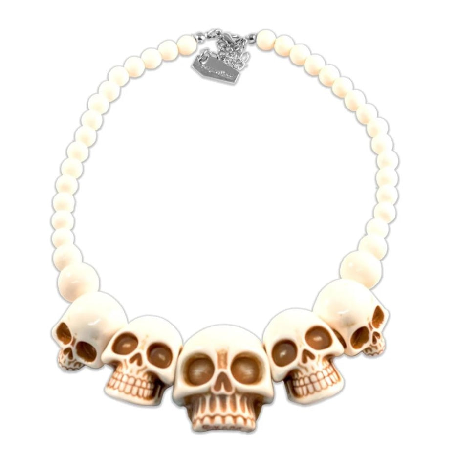 Human Skull Acrylic Necklace- Bone