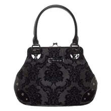Load image into Gallery viewer, Black Damask Kisslock Handbag