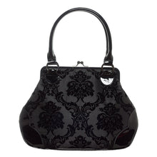 Load image into Gallery viewer, Black Damask Kisslock Handbag
